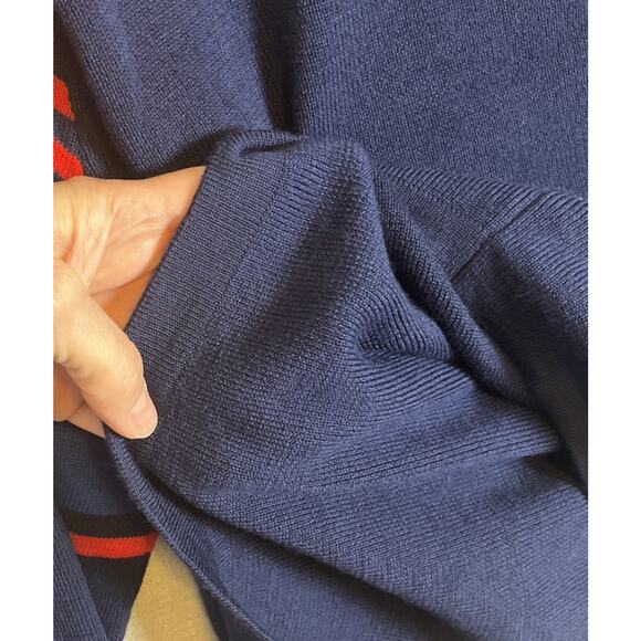 VTG 100% Wool 80s Olympian CB Sports Sweater Medium Ski Blue Red Crewneck Jumper - Picture 8 of 8